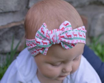 Christmas Headband, Christmas Top Knot, Toddler Headband, Baby Girl Headwrap, baby turban, adjustable headband, nordic Christmas