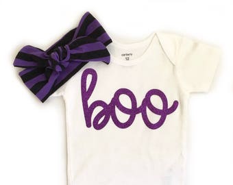 Baby Girl Halloween Outfit, Halloween Shirt Girls, Fall Outfit for Girls, My First Halloween, Halloween Headband