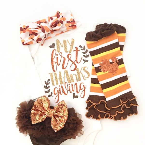 My First Thanksgiving, Baby Girl Thanksgiving Shirt, Thanksgiving Outfit, Girl Thanksgiving Outfit, 1st Thanksgiving, Thanksgiving Headband