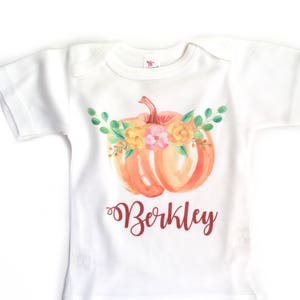 Pumpkin Patch Outfit, Personalized Fall Shirt, Baby Girl Fall Outfit, Watercolor Pumpkin, Pumpkin Patch Shirt, Baby Girl Fall Shirt