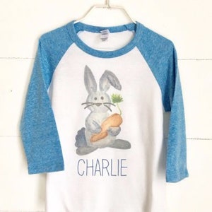Boys Easter Shirt, Toddler Easter Shirt, Baby Boy Easter Shirt, Watercolor Bunny Shirt, Baby Easter Outfit, Personalized Bunny Shirt
