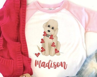 Camisa de San Valentín de niña, camisa de San Valentín de las niñas, camisa de San Valentín para niños pequeños, camisa de besito, San Valentín, raglán rosa