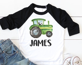 Camiseta de tractor para niños, camiseta de tractor personalizada, regalo de baby shower para niños, camiseta de cumpleaños de tractor, camiseta de tractor para bebé niño