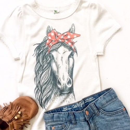 Horse With Bandana Shirt Horse Shirt Baby Girl Clothes Etsy