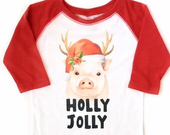 Kids Christmas Shirt, Youth Christmas Shirt, Christmas Pictures Outfit, Girls Christmas Outfit, Christmas Pig, Watercolor Christmas Shirt