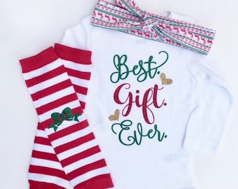 Miglior regalo mai vestito, vestito di Natale neonato, Baby Girl Abito di Natale, Il mio primo Natale, Baby Christmas Outfit, Fascia di Natale
