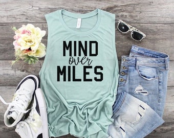 Women's Running Tank, Women's Marathon Tank, workout tank for women, muscle tank, Mind over Miles, gift for runners, womens workout tank