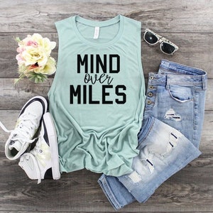 Women's Running Tank, Women's Marathon Tank, workout tank for women, muscle tank, Mind over Miles, gift for runners, womens workout tank image 1