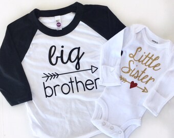 Big Brother Shirt, Little Sister Shirt, Sibling Photo Shoot, Sibling Outfit, Pregnancy announcement, Little Sister, Newborn Take Home Outfit