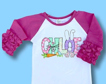 Personalized girls Easter shirt, baby girl personalized Easter shirt, toddler Easter shirt, cute Easter name shirt, Easter alphabet shirt
