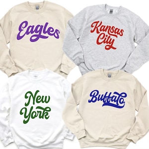 Custom Text Crewneck Sweatshirt, School Spirit Crewneck, Varsity Script Crewneck, Game Day Sweatshirt