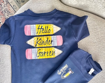 Boys back to school shirt, monogram school shirt, first day of school shirt, boys monogram preK shirt, pencil monogram