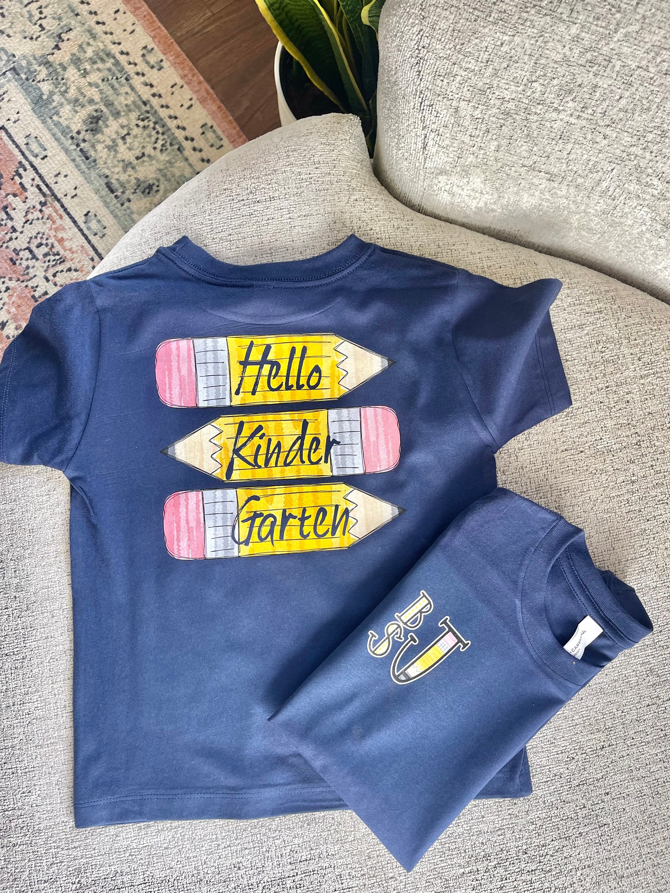 Boys back to school shirt, monogram school shirt, first day of school shirt, boys monogram preK shirt, pencil monogram