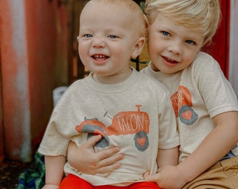 Boys Valentine's Tractor tshirt / Personalized Valentine tshirt / Red Tractor Valentine's Tshirt