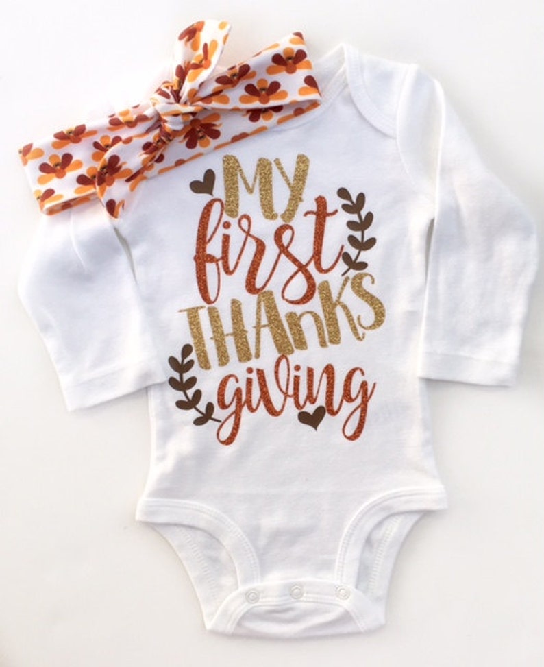 My First Thanksgiving Baby Girl Thanksgiving Shirt Etsy