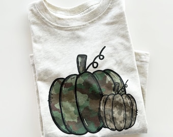 Boy's Camo Pumpkin tshirt, fall shirt for boys, camo pumpkin, hunting shirt for boys, toddler fall shirt