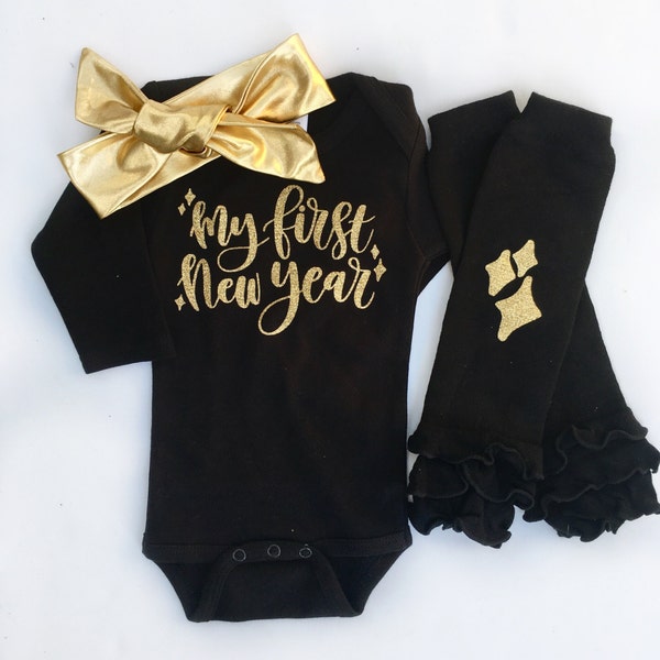 My First New Year, Baby Girl New Years Outfit, My 1st New Year Outfit, Newborn New Years Outfit, Baby New Year Bodysuit,