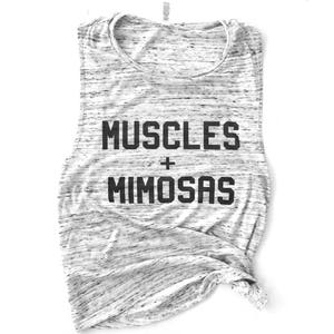 Les muscles et Mimosas, Brunch Tank, réservoir de séance d’entraînement pour femmes, salle de Gym Tank, réservoir musculaire, chemise drôle de séance d’entraînement, cadeau pour elle, réservoir de remise en forme