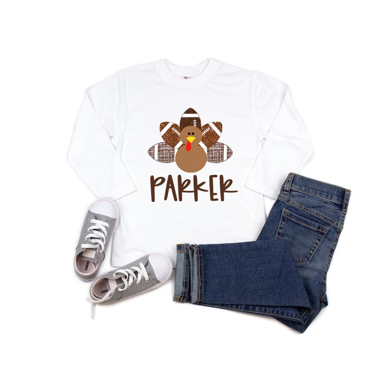 Personalized Turkey Football Shirt Kids Thanksgiving Shirt Etsy