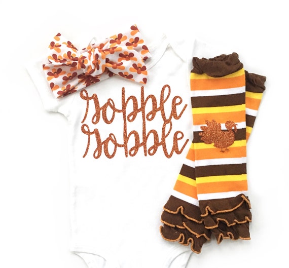 Baby Girl Thanksgiving Outfit My 1st Thanksgiving Thanksgiving Bodysuit Gobble Gobble Thanksgiving Headband Baby Girl Fall Outfit Etsy UK