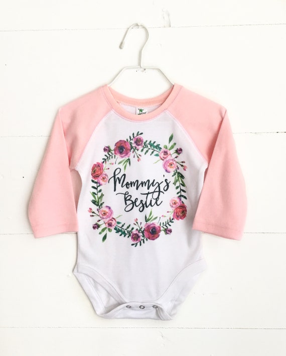 Mommy's Bestie, Mother's Day Outfit, Mother's Day Present, Mommy's First Mother's Day, Floral Wreath, Boho Baby Clothes, Floral Outfit