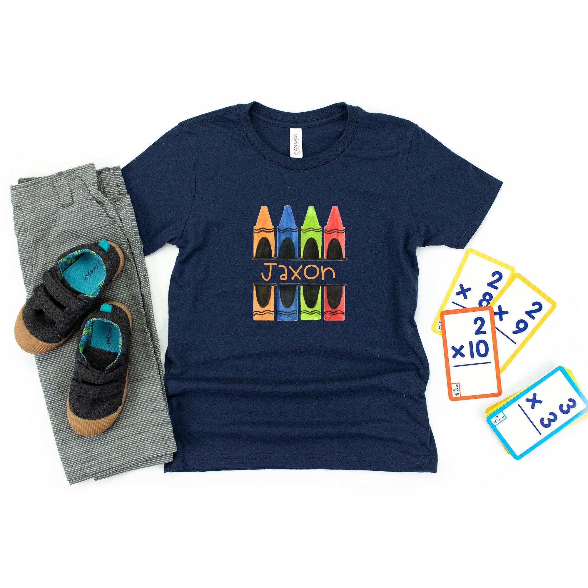 Discover Boys back to school shirt, personalized crayon shirt