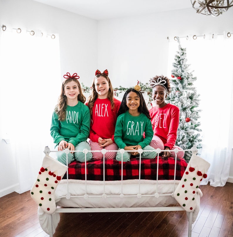 Kids Christmas Pajama inspired loungewear, Toddler Christmas Pajamas, Youth Christmas Pajamas, Christmas PJs, personalized christmas pjs image 4