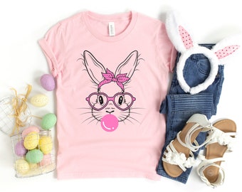 Easter Bunny Bubble Gum shirt / Cute Bunny Shirt, Kids easter Shirt