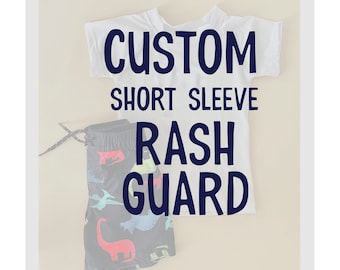 Customized Short Sleeve White Rash Guard, Personalized Rash