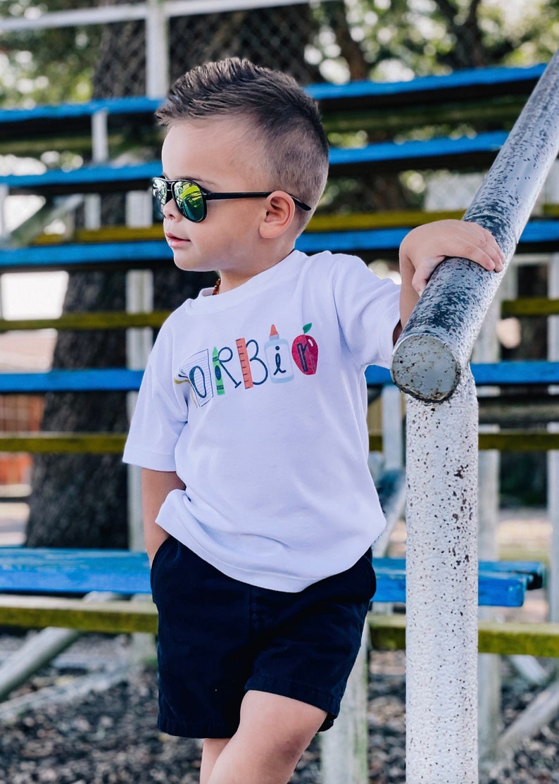 Kids back to school shirt, personalized toddler school shirt, first day of school shirt White