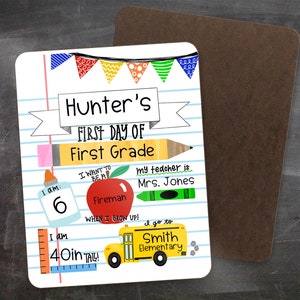 Back to school dry erase board, first day of school picture board, first day of kindergarten, reusable first day of school sign