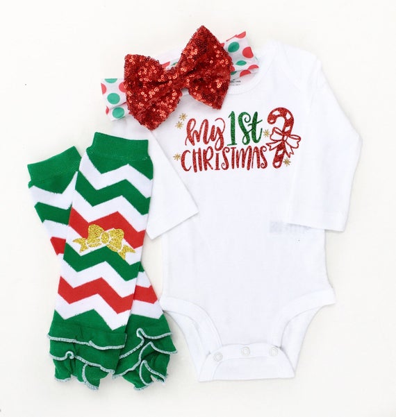 my 1st christmas outfit baby girl