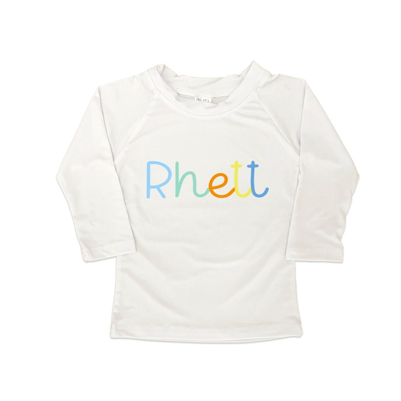 Rhett Lettering Kids Personalized Rash Guard, Boys Swim Shirt, Toddler Rash Guard, Kids ...