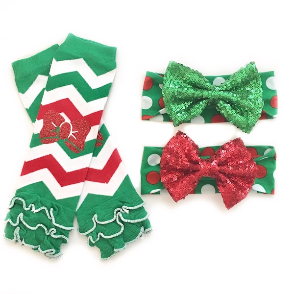 Christmas Headband, Christmas Leg Warmers, Christmas Leggings, Baby Christmas Outfit, Girls Christmas Outfit, Baby Girl Christmas