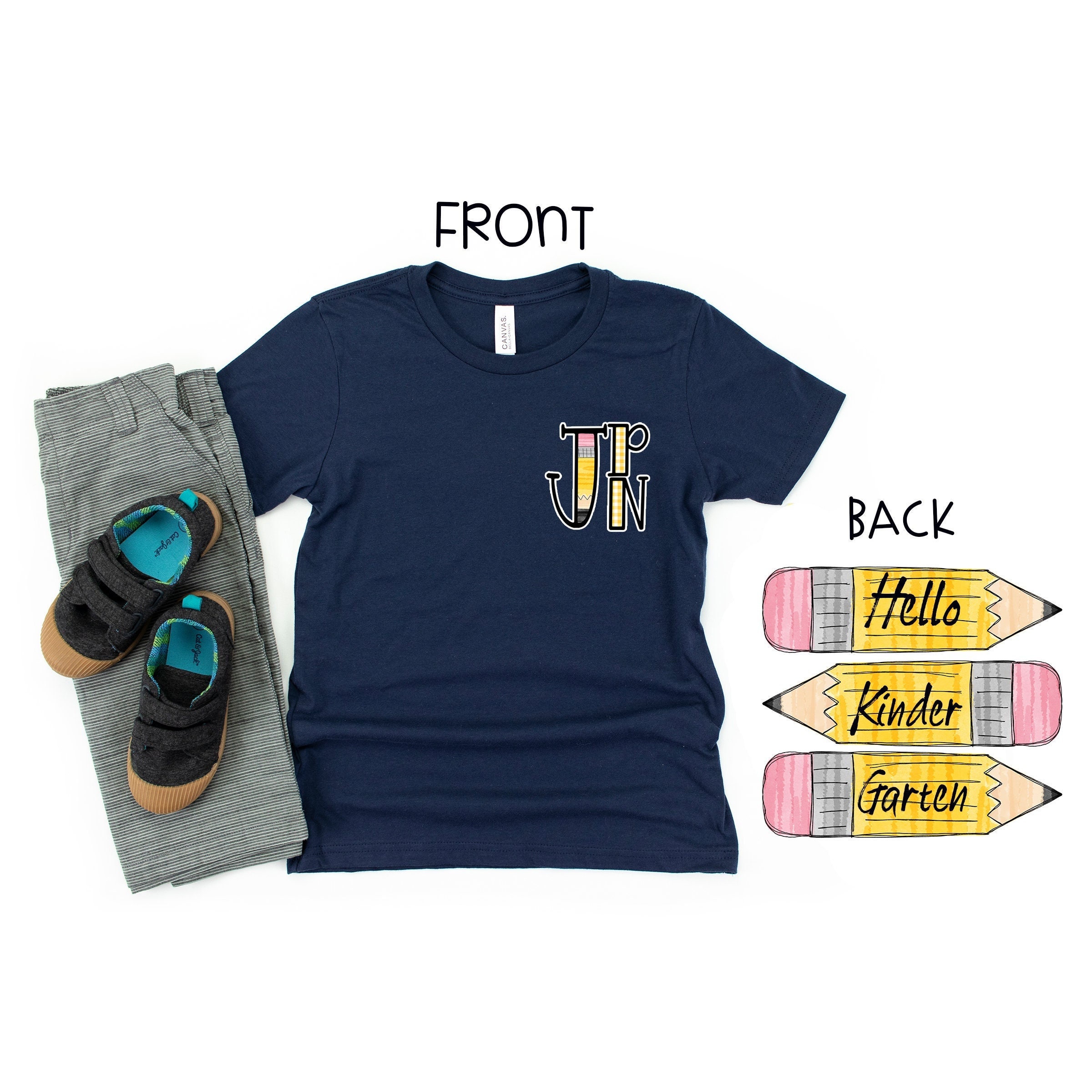 Boys back to school shirt, monogram school shirt, first day of school shirt, boys monogram preK shirt, pencil monogram