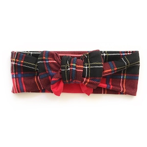 Baby Christmas Headband, Plaid Christmas Headband, Girls Plaid Headband, Plaid Topknot, Topknot for Baby Girls, Girls Holiday Headband,