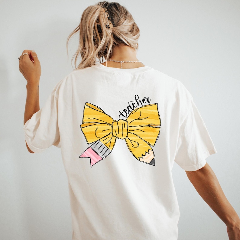 Girl's coquette back to school shirt, customized grade, teacher tee, custom school shirt, pencil bow tshirt, girls back to school tshirt image 5