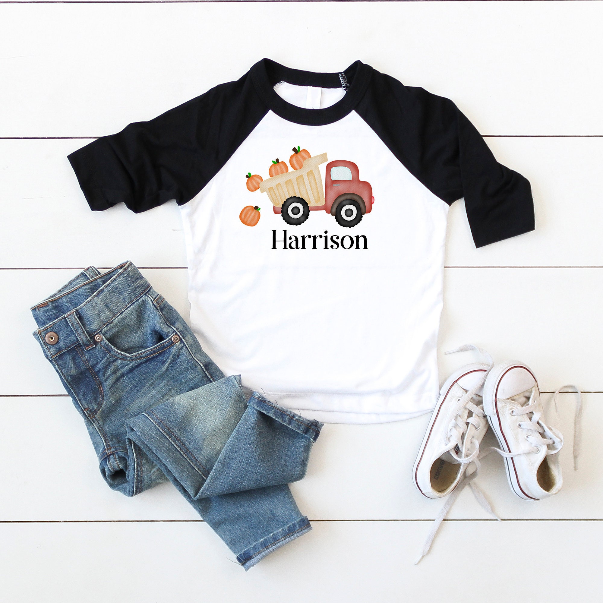 Personalized Pumpkin Dump Truck Shirt For Boys,Custom Pumpkin Dump Truck Baby Onesie®,Personalized  Thanksgiving Boys Shirt,Fall Kids Shirts Kleding Unisex kinderkleding Tops & T-shirts T-shirts T-shirts met print 