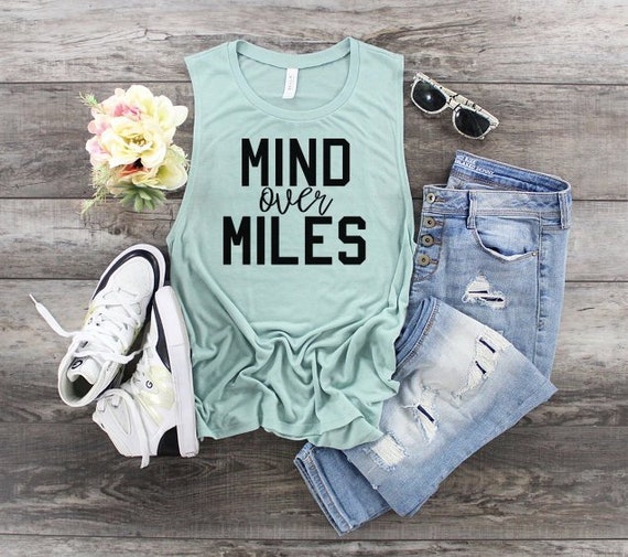 Women's Running Tank, Women's Marathon Tank, workout tank for women, muscle tank, Mind over Miles, gift for runners, womens workout tank