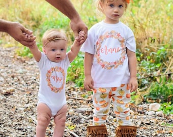 baby girl fall outfit, Thanksgiving outfit, coming home outfit, personalized baby shower gift, baby gift, monogram baby girl, fall outfit