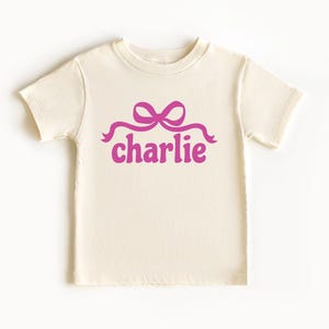 Custom Baby Name Shirt for Girls | Coquette Bow Bubble Romper & Tee | Personalized DTG Printed Baby Shower Gift