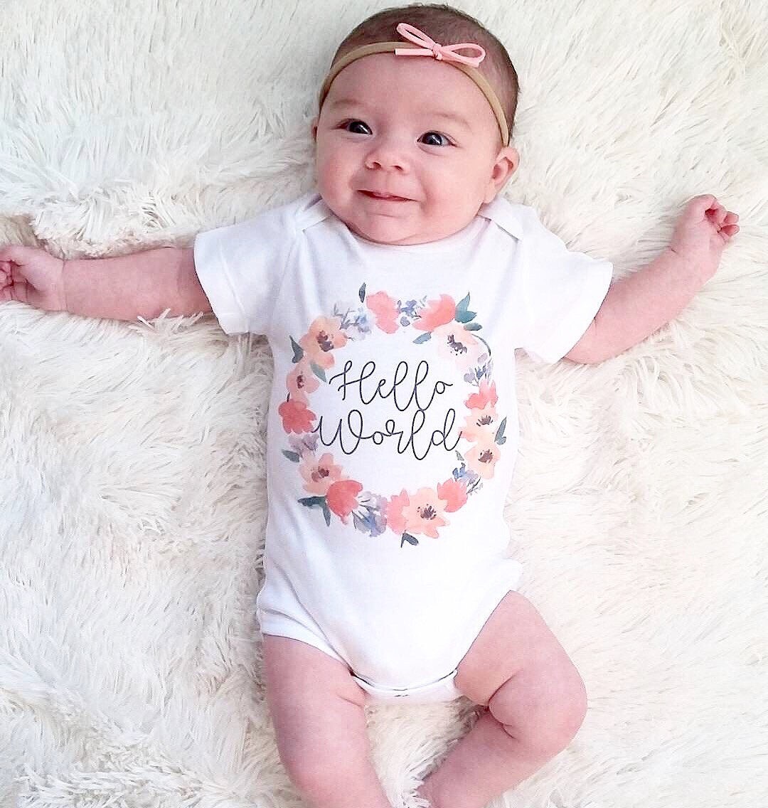 Hello World Girl Coming Home Outfit, Floral Newborn Take Home Outfit ...