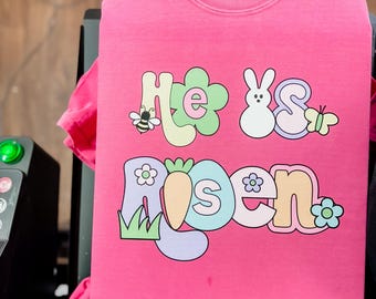 He is Risen women's Easter Tshirt, retro spring Easter tshirt, cute Easter tshirt for kids, girls easter shirt, Women's Easter tshirt