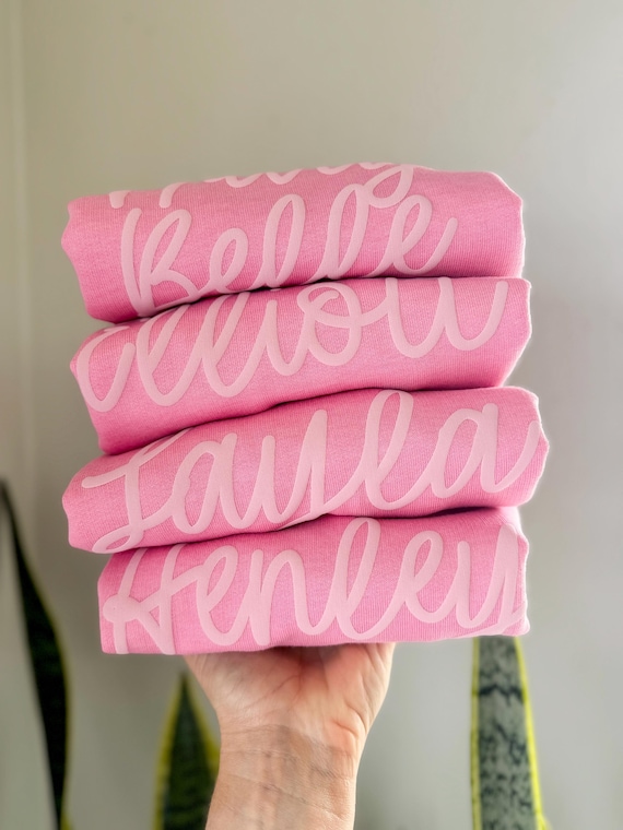 Bubble Gum Pink Puff Personalized Sweatshirt, youth custom sweatshirt, coquette girly crewneck fleece, toddler sweatshirt