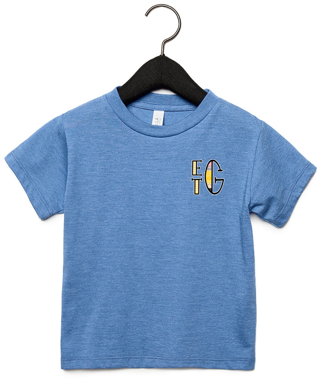 Boys back to school shirt, monogram school shirt, first day of school shirt, boys monogram preK shirt, pencil monogram
