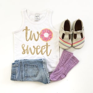 Two sweet Birthday tank, Donut birthday party, Second Birthday Two Sweet, girls 2nd birthday outfit, donut birthday, donut party