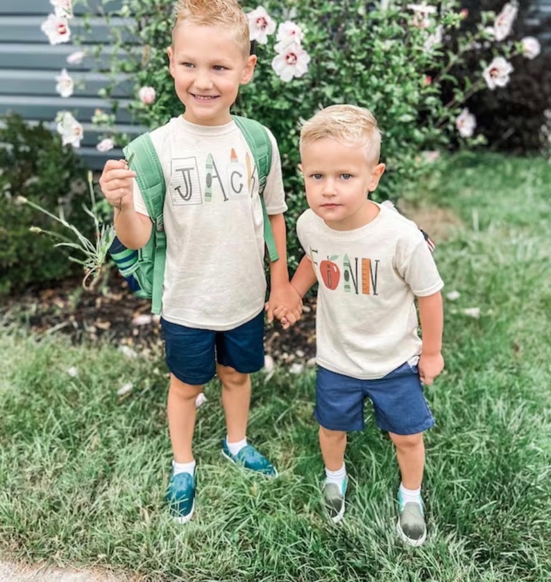 Kids back to school shirt, personalized toddler school shirt, first day of school shirt image 9