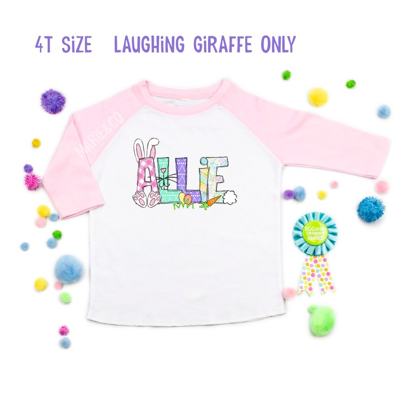 Chemise de Pâques personnalisée pour fille, chemise de Pâques personnalisée pour bébé, chemise de Pâques pour tout-petit, jolie chemise avec nom de Pâques, chemise alphabet de Pâques 4T Shirt