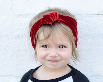 Velvet headband for girls, baby christmas headband, red velvet headband, holiday headband, christmas top knot, baby girl hair accessories