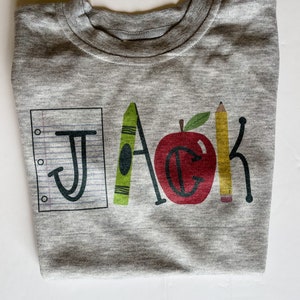 Kids back to school shirt, personalized toddler school shirt, first day of school shirt Gray